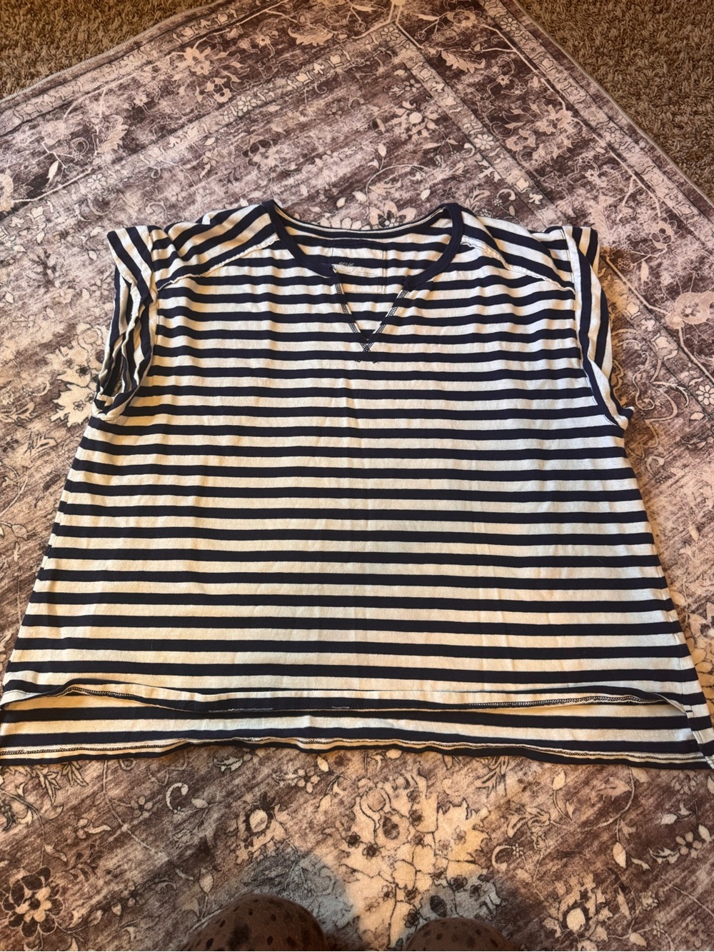 aerie navy & white oversized tee NWOT